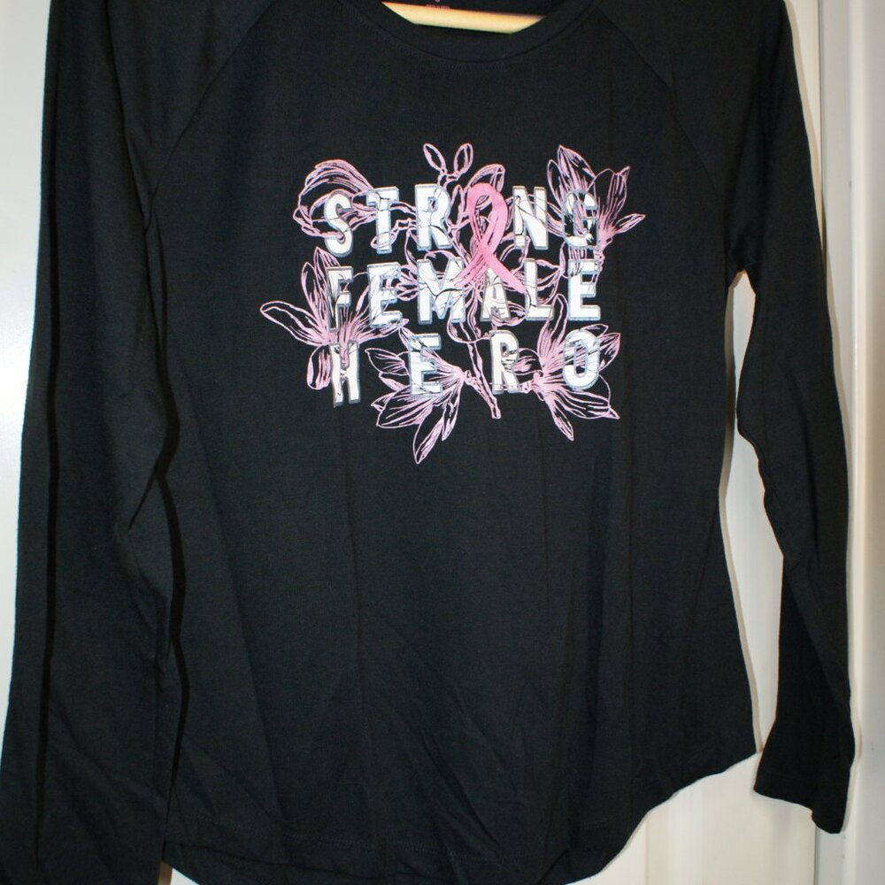 Female Hero Scalloped Bottom making it very Flattering.  Pink Cross Shirt Size S